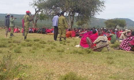 Maasai and government troops in Loliondo, Tanzania