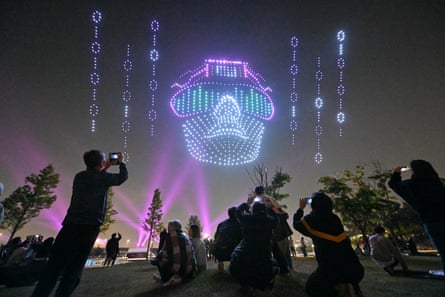 A light show as part of the 2024 Korea Drone Expo