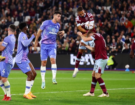 The ball appears to hit the arm of West Ham United’s Thilo Kehrer before Kurt Zouma scores their first goal.