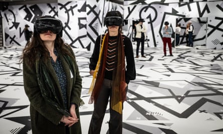 Visitors take part in virtual reality experience