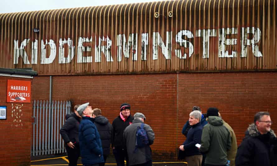 Fans outside Kidderminster’s Aggborough Stadium