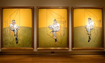 Three Studies of Lucian Freud displayed at Christie’s, London.