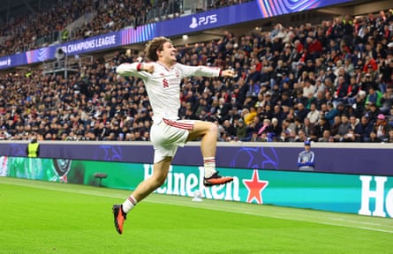 Lewis Koumas celebrates.