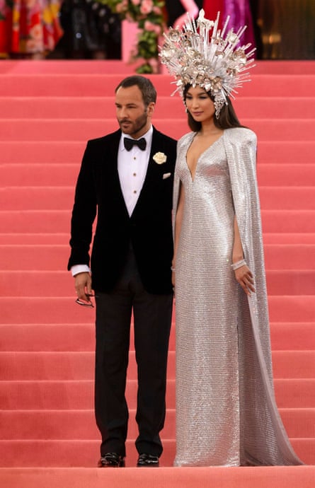 Dress rehearsal: with Tom Ford celebrating the opening of Camp: Notes on Fashion, Arrivals at the Metropolitan Museum of Art, New York, in May 2019.