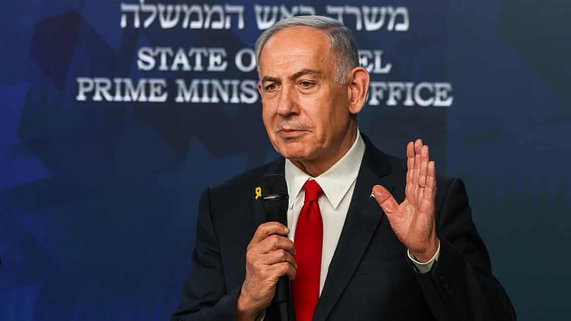 Benjamin Netanyahu gives a press conference