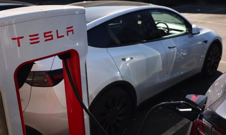 Tesla vehicle at a dealership in London, Britain