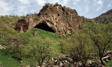 The entrance to the Shanidar cave in the Bradost mountains of Kurdistan, Iraq, where the remains of 10 Neanderthals were unearthed.