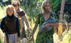 Millicent Simmonds, Noah Jupe and Emily Blunt in A Quiet Place Part II.