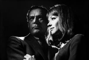 Eddie Constantine and Anna Karina in Alphaville, 1965