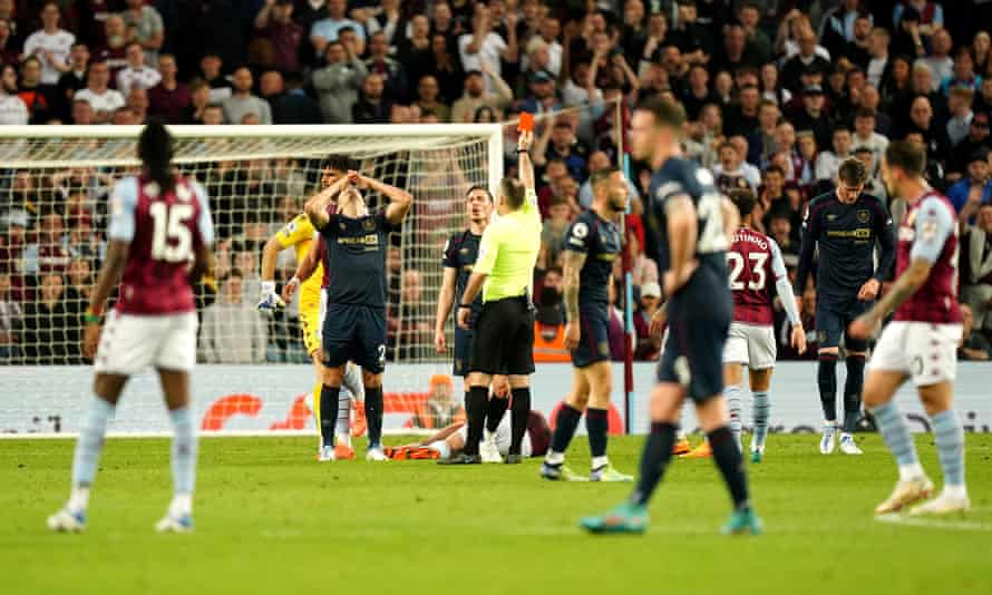 Matthew Lowton gets a straight red
