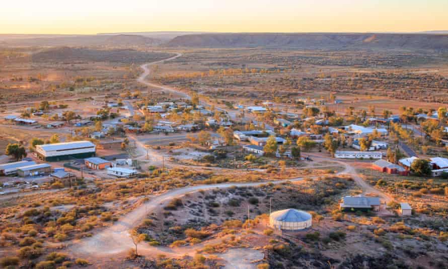 An aerial view of houses near Alice Springs