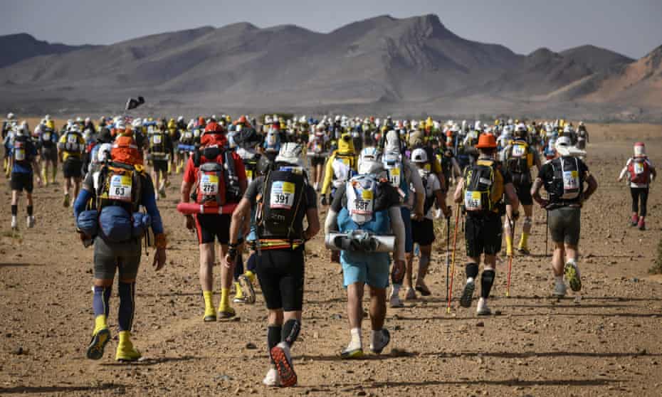 Runners in the fourth stage of the 34rd edition of the Marathon des Sables, in April 2019.