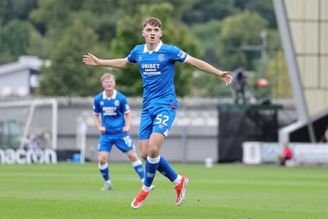 Rangers’ Findlay Curtis celebrates scoring their side’s first goal against St Mirren