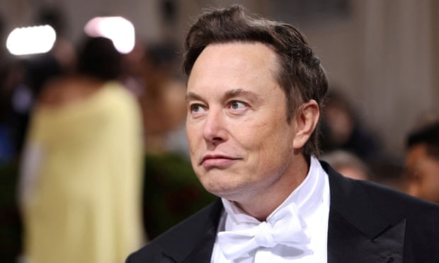 Elon Musk wears a tuxedo jacket with white bow tie at the Met gala in May.
