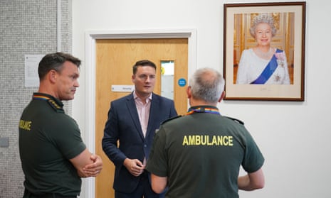 Wes Streeting during a visit to the London Ambulance Service station in Waterloo in July.