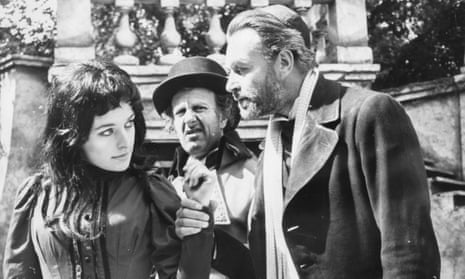 William Russell, right, as Shylock, with Alison Fiske, left, and Ronnie Stevens during rehearsals for The Merchant of Venice at the Open Air theatre, Regent’s Park, London, in 1969.