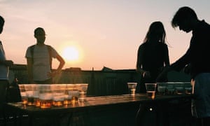 Roof terrace at night