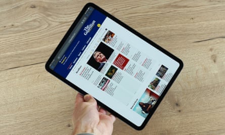 The Guardian website shown on an 11in iPad Pro M4.