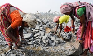 Work at a stone quarry near Bankura in India’s West Bengal state