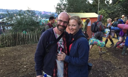 Dorian Lynskey and his wife Lucy at Glastonbury 2015.