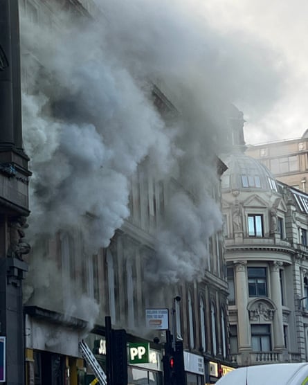 Very large plumes of smoke coming from a Glasgow building