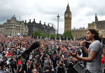 Brand speaking at the End Austerity Now rally in Parliament Square, London, in June 2015
