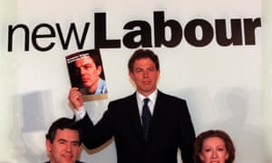 Tony Blair lancia il manifesto laburista per le elezioni generali del 1997 con Margaret Beckett e Gordon Brown