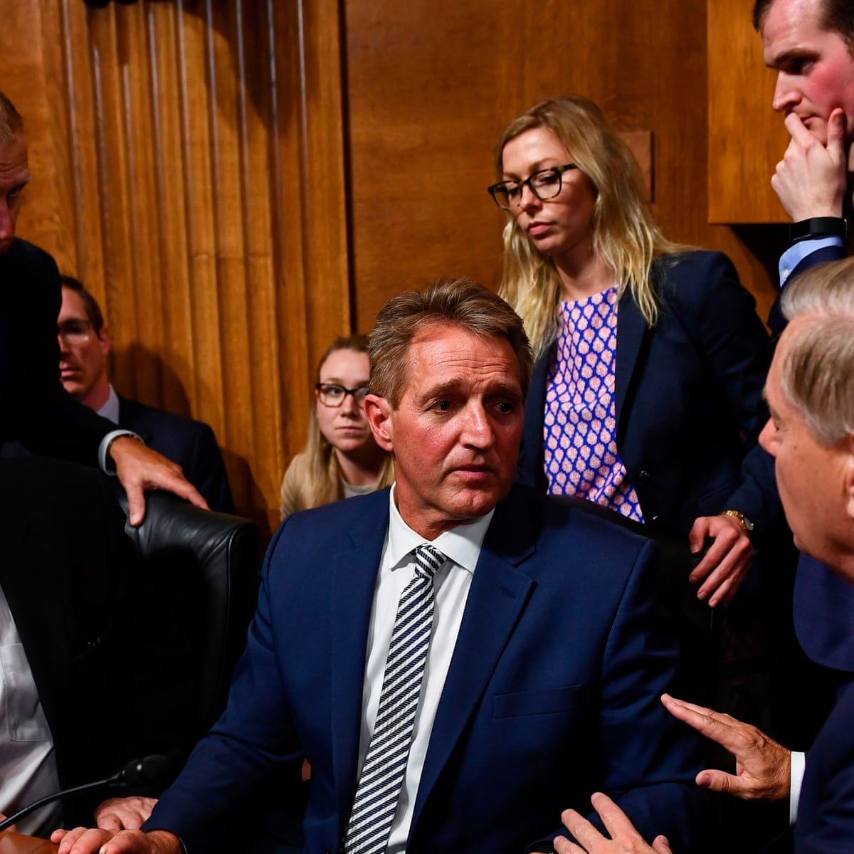 Brett Kavanaugh: Trump defers to Senate after Jeff Flake calls for FBI investigation – as it happened | Brett Kavanaugh | The Guardian brett-kavanaugh-trump-defers-to-senate-after-jeff-flake-calls-for-fbi-investigation-as-it-happened-brett-kavanaugh-the-guardian