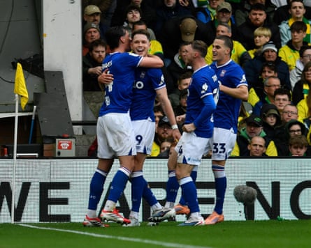George Hirst of Ipswich celebrates scoring at Norwich