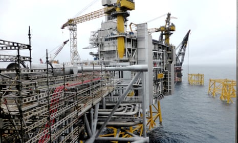 Equinor’s oil platform in Johan Sverdrup oilfield in the North Sea, Norway
