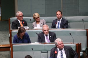 The in crowd: Malcolm Turnbull, foreign minister Julie Bishop, environment energy minister Josh Frydenberg, financial services minister Kelly O’Dwyer and treasurer Scott Morrison.
