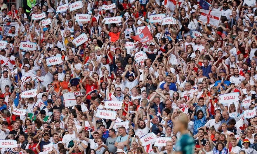 England fans celebrate Ella Toone’s goal against Germany.