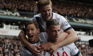 Tottenham Hotspur’s Toby Alderweireld celebrates scoring his side’s second goal at White Hart Lane, London