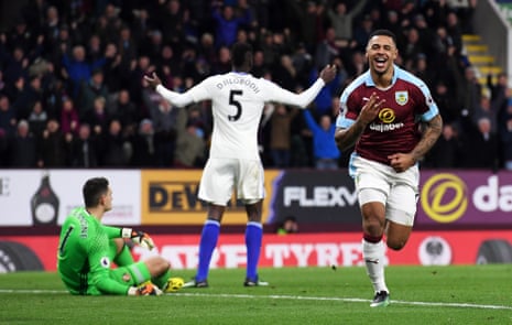 Andre Gray celebrates scoring for Burnley against Sunderland