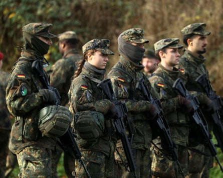 German army displays new military training, in AhlenRecruits attend live-fire training at the Reconnaissance Battalion during a media day, as the German army showcases its new six-month basic training program designed to prepare soldiers for homeland defense and NATO operations, in Ahlen, Germany, November 13, 2025. REUTERS/Leon Kuegeler