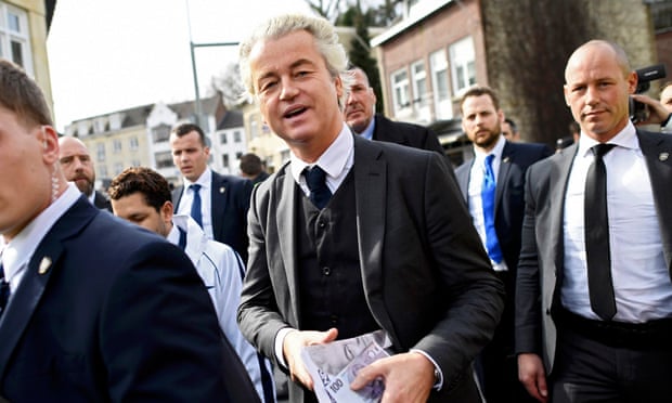 Far-right politician Geert Wilders campaigning in Valkenburg on Saturday.