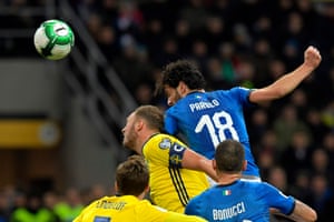 Marco Parolo heads wide.