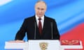 Vladimir Putin takes the oath of office during his inauguration ceremony at the Kremlin in Moscow