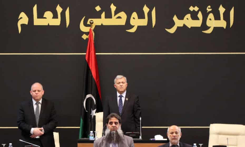 The president of the Tripoli-based General National Congress, Nuri Abu Sahmain, leads a parliament session in the Libyan capital. Libya has had rival administrations since August 2014.