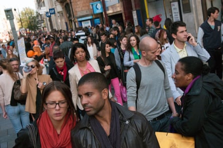 A multicultural crowd of shoppers in Oxford Street, London, 10 October 2017.