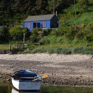 Blue Cabin by the Sea Cove Harbour, Berwickshire, Scotland