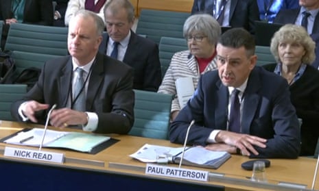 Post Office CEO Nick Read (left) with Fujitsu Services director Paul Patterson giving evidence to the Commons business and trade select committee in January