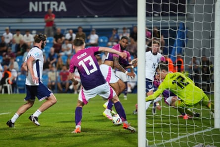 Alex Scott scores for England late on