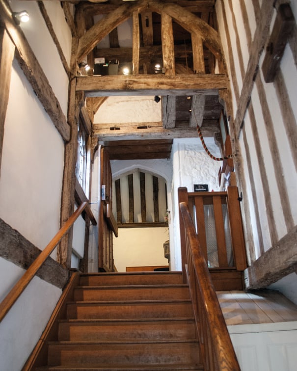 Wooden stairwell to St Swithun-Upon-Kingsgate, Winchester