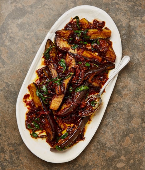 Meera Sodha's tamarind aubergines with Thai basil.