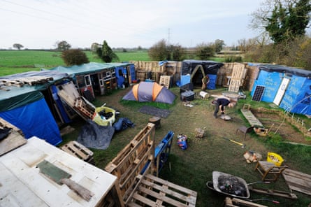 The protest camp known as Dudleston Castle that was set up on Paul Hickson’s farm to protest drilling