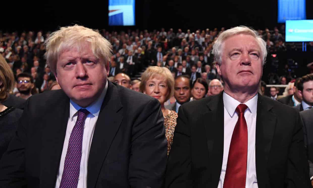Boris Johnson and David Davis at the Tory party conference in October, 2017
