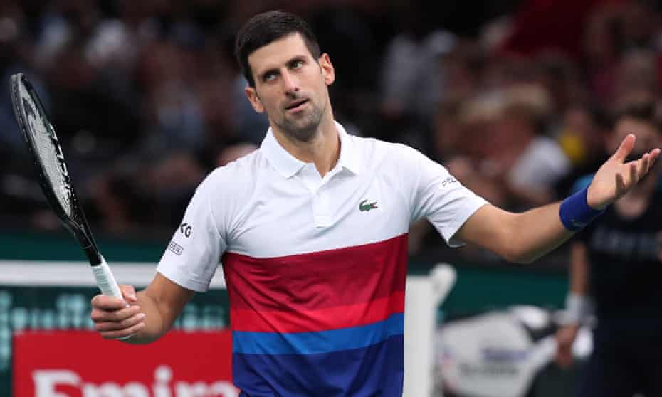 Novak Djokovic at the Rolex Paris Masters tennis tournament in Paris, France, 7 November 2021