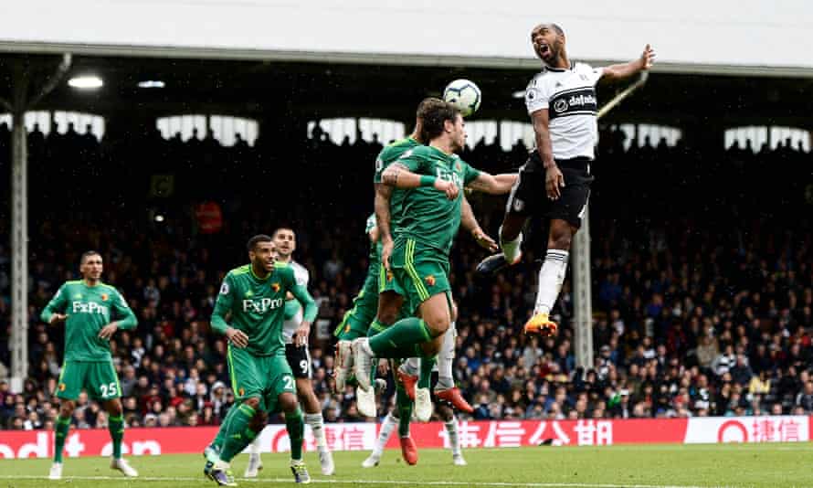 Denis Odoi leaps highest against Watford. ‘I was always small, so I was used to jumping,’ he says. ‘It trains your muscles.’