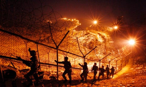 Barbed wire fences between North and South Korea.